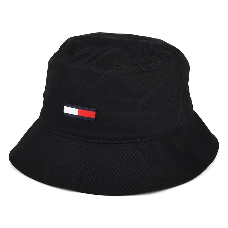 Tommy Hilfiger Hats TJM Flag Organic Cotton Bucket Hat – Black 1-Size