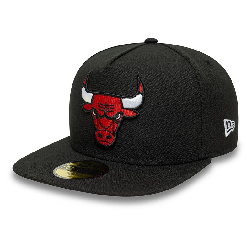 Chicago Bulls NBA Flat Black 59FIFTY A-Frame Fitted Cap 6 7/8