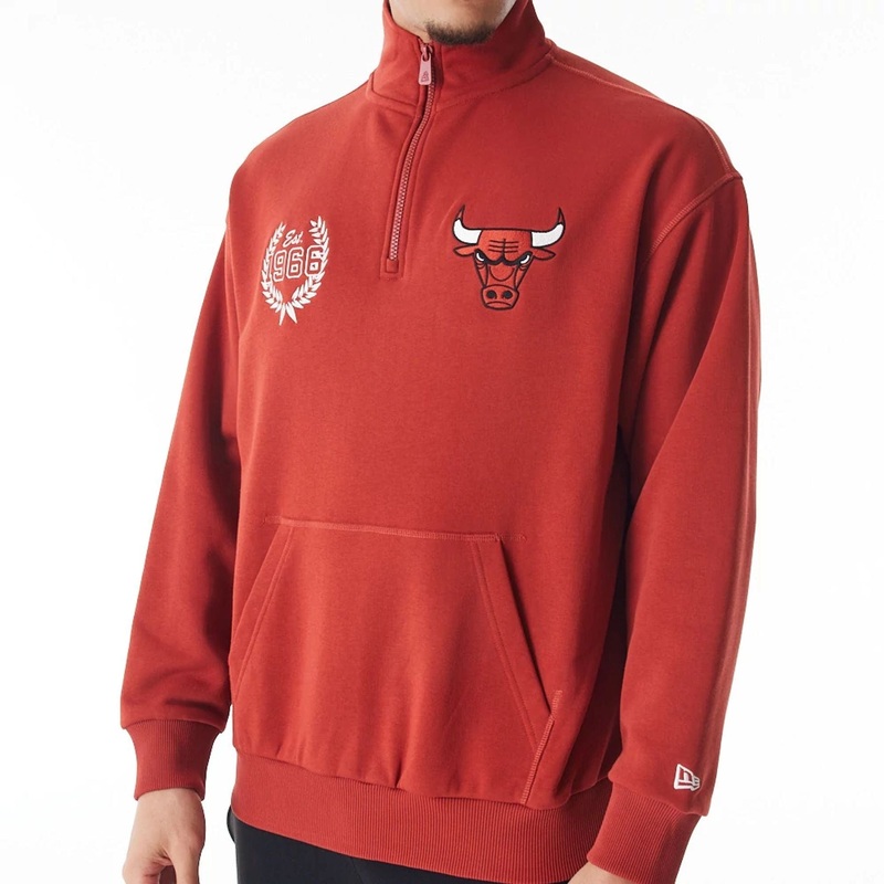 Chicago Bulls NBA Lifestyle Red Quarter Zip Sweater XS