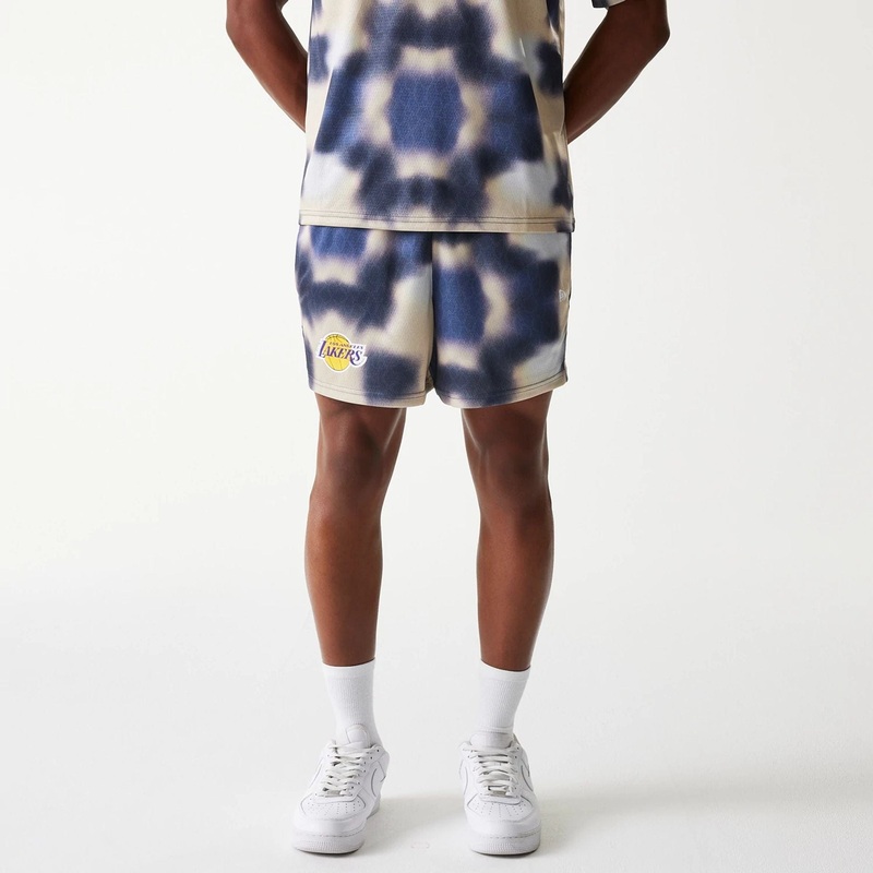 LA Lakers NBA All Over Print Cream Shorts XS