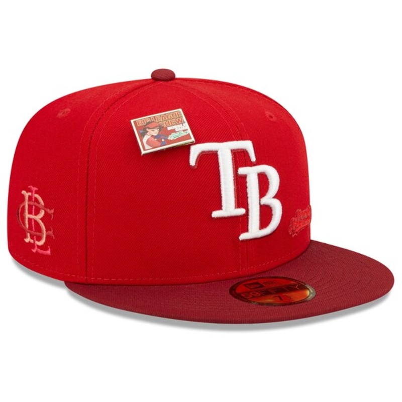New Era MLB x Big League Chew  Tampa Bay Rays Slammin’ Strawberry Flavor Pack 59FIFTY Fitted Hat – Scarlet/Cardinal
