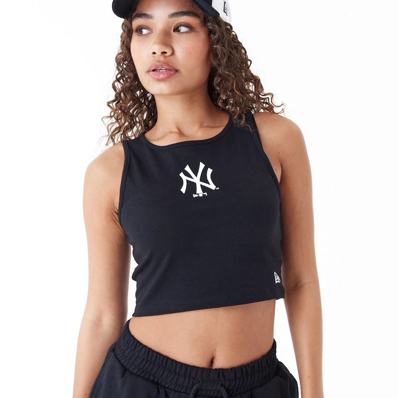 New York Yankees Womens MLB Lifestyle Black Crop Tank Top XS