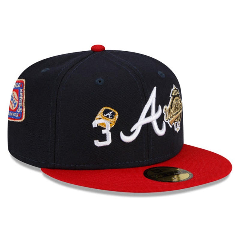 Atlanta Braves New Era MLB Exclusive COUNT THE RINGS 59Fifty Fitted Hat – Navy/Red/Gray Bottom 7