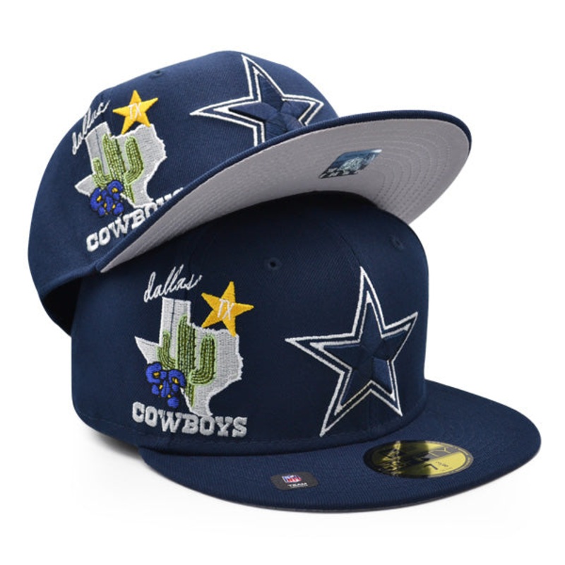 Dallas Cowboys CLUSTER Exclusive New Era 59Fifty Fitted NFL Hat – Navy/Gray UV 7