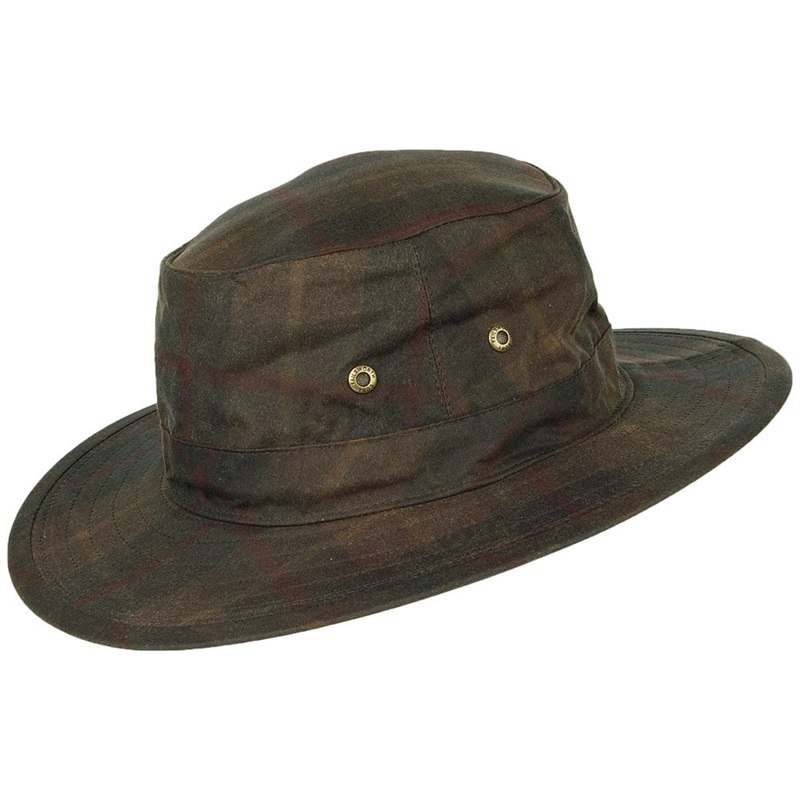 Failsworth Hats Waxed Cotton Windowpane Traveller Hat – Brown S