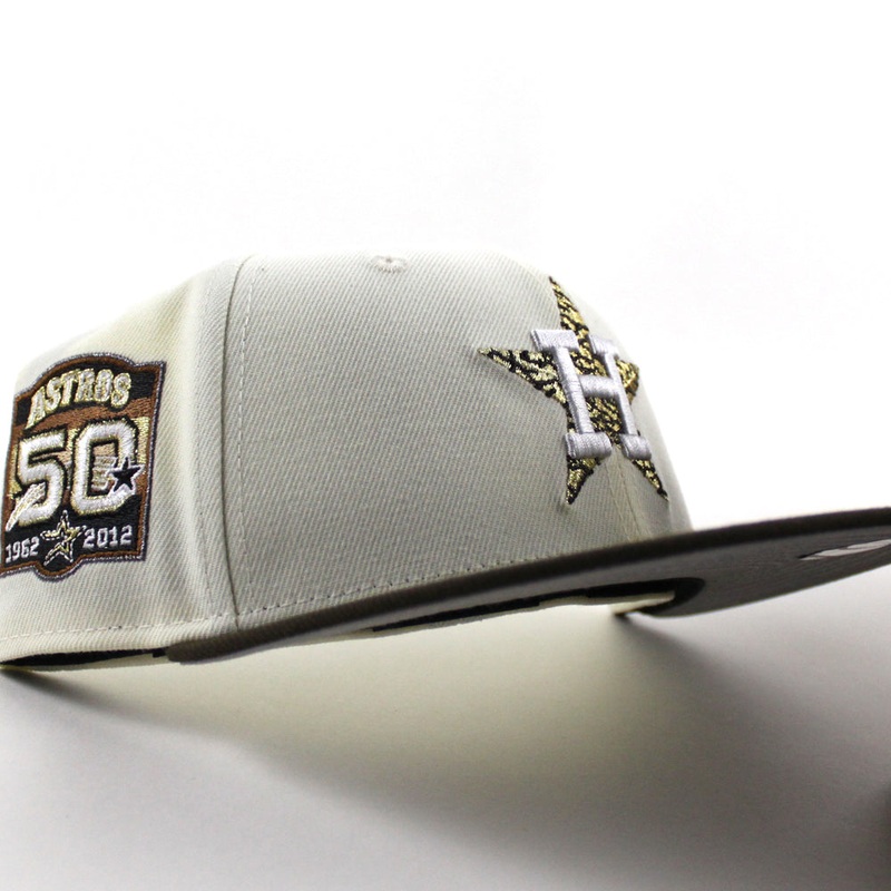 Houston Astros 50th Anniversary New Era 59Fifty Fitted Hat (Chrome White Walnut Gray Under Brim) 7