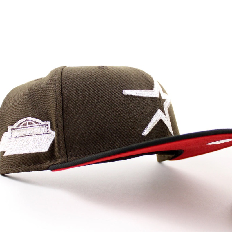 Houston Astros AstroDome New Era 59Fifty Fitted Hat (Walnut Black Red Under Brim) 7