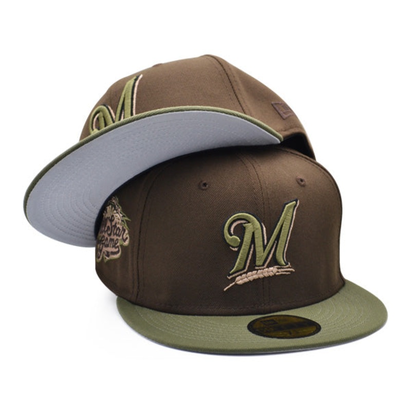 Milwaukee Brewers 2002 ALL-STAR GAME Exclusive New Era 59Fifty Fitted Hat  Brown/Olive/Gray Bottom 7