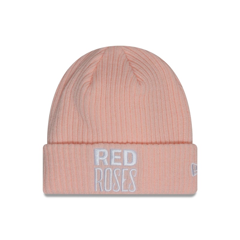 Rugby Football Union Womens Ribbed Pastel Pink Cuff Knit Beanie Hat OSFM