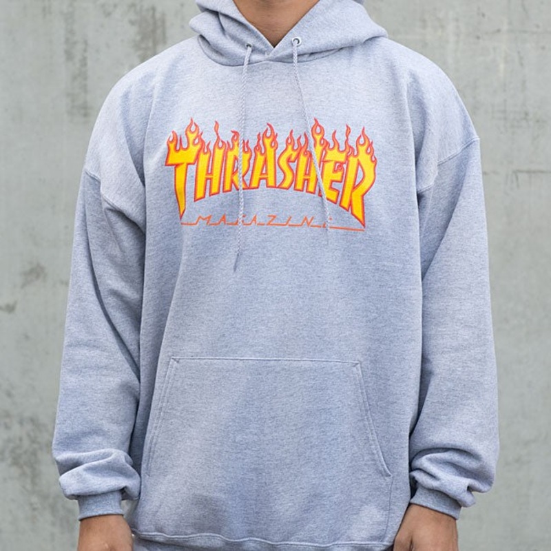 Thrasher Flame Logo Hood (Gray) s