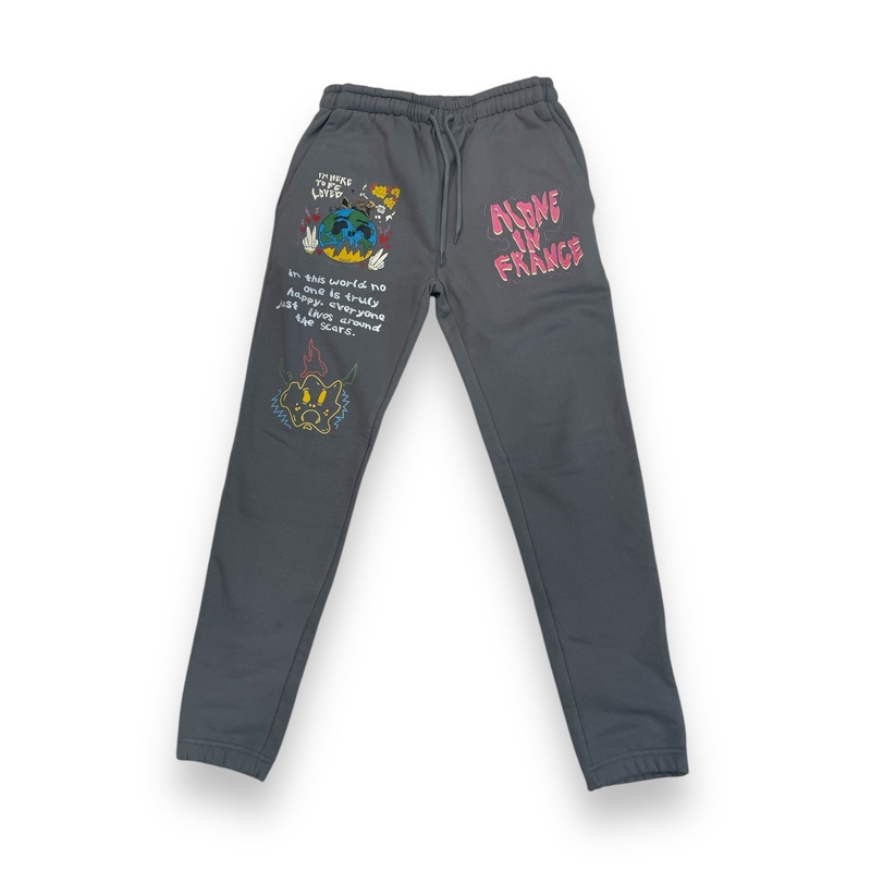 ALONE IN FRANCE TO BE LOVED (GREY) JOGGER S