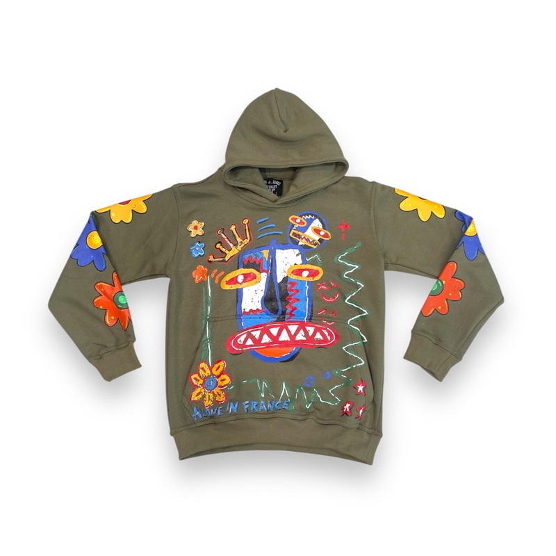 ALONE IN FRANCE WORLD TOUR (OLIVE) HOODIE XS