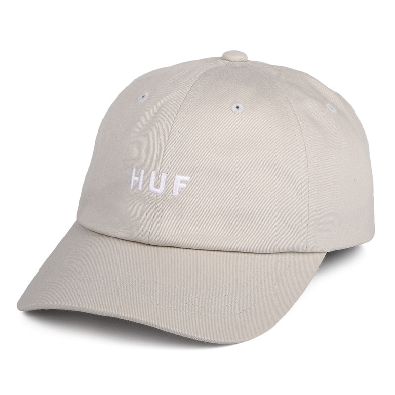 HUF Original Logo Curved Brim Cotton Baseball Cap – Cream Adjustable