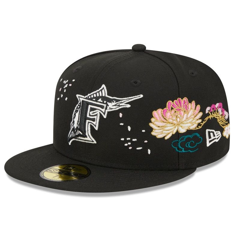 New Era Florida Marlins Black Cherry Blossom 2023 59FIFTY Fitted Hat