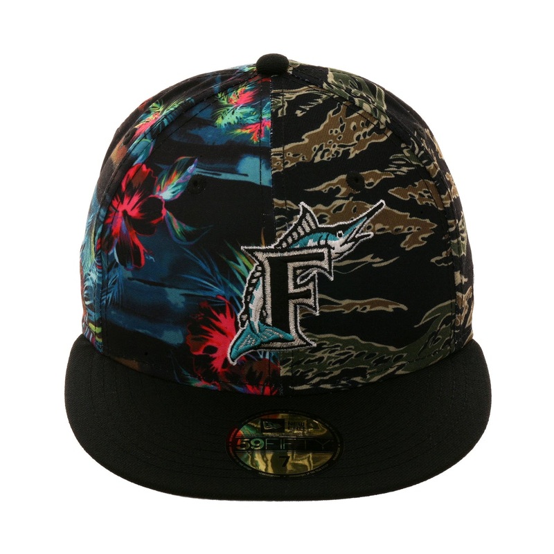 New Era Florida Marlins Split Panel Floral & Tiger Camo 59FIFTY Fitted Hat