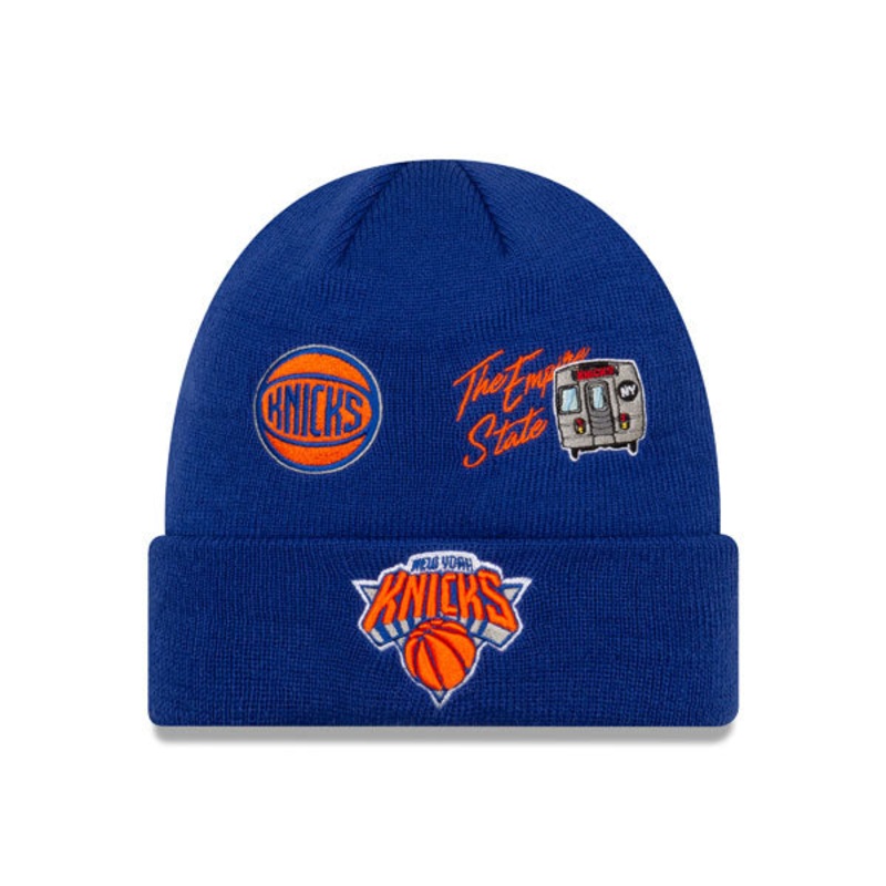 New York Knicks New Era WORLD SERIES CITY TRANSIT Cuffed Knit NBA Hat – Royal