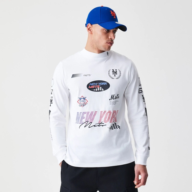 New York Mets Modern Driver White Long Sleeve T-Shirt S