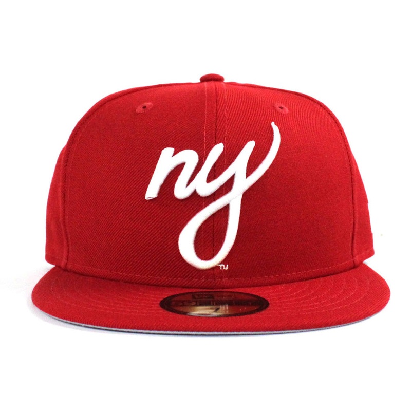 NY Script New Era 59Fifty Fitted Hats (Red Gray Under Brim) 7