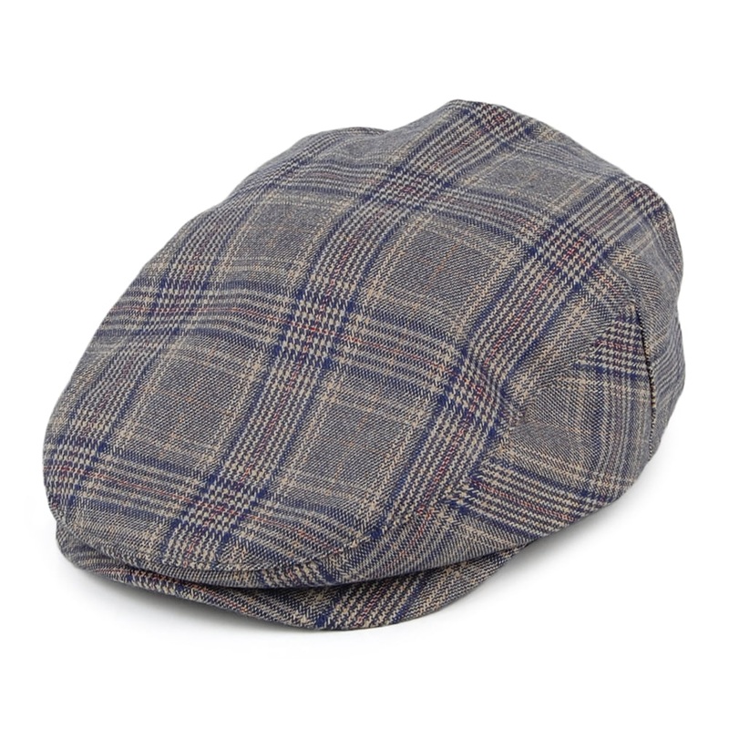 Brixton Hats Hooligan Windowpane Flat Cap – Grey-Blue Small-56cm