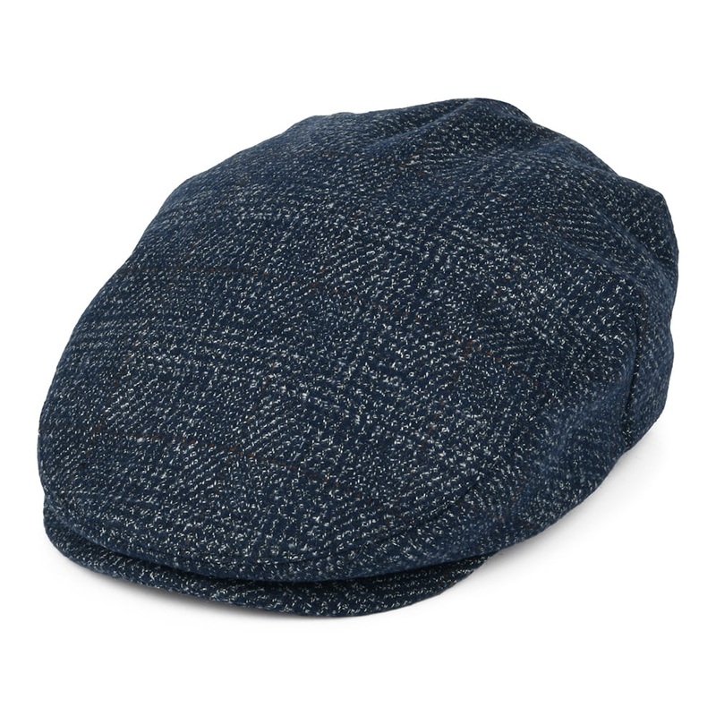 Brixton Hats Hooligan Windowpane Flat Cap – Navy-Off White Small-56cm