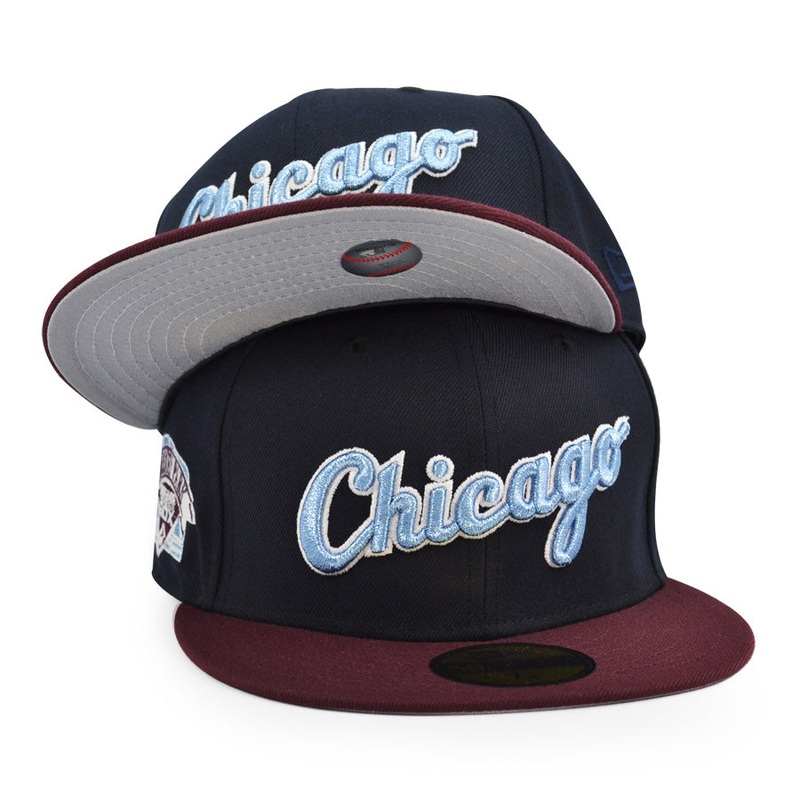 Chicago White Sox COMISKEY PARK Exclusive New Era 59Fifty Fitted Hat – Navy/Maroon 6 7/8