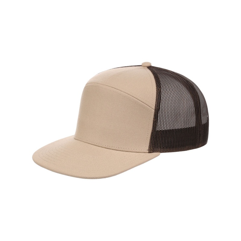 Crowns by Lids Birdie 7-Panel Trucker – Khaki/Brown Adjustable