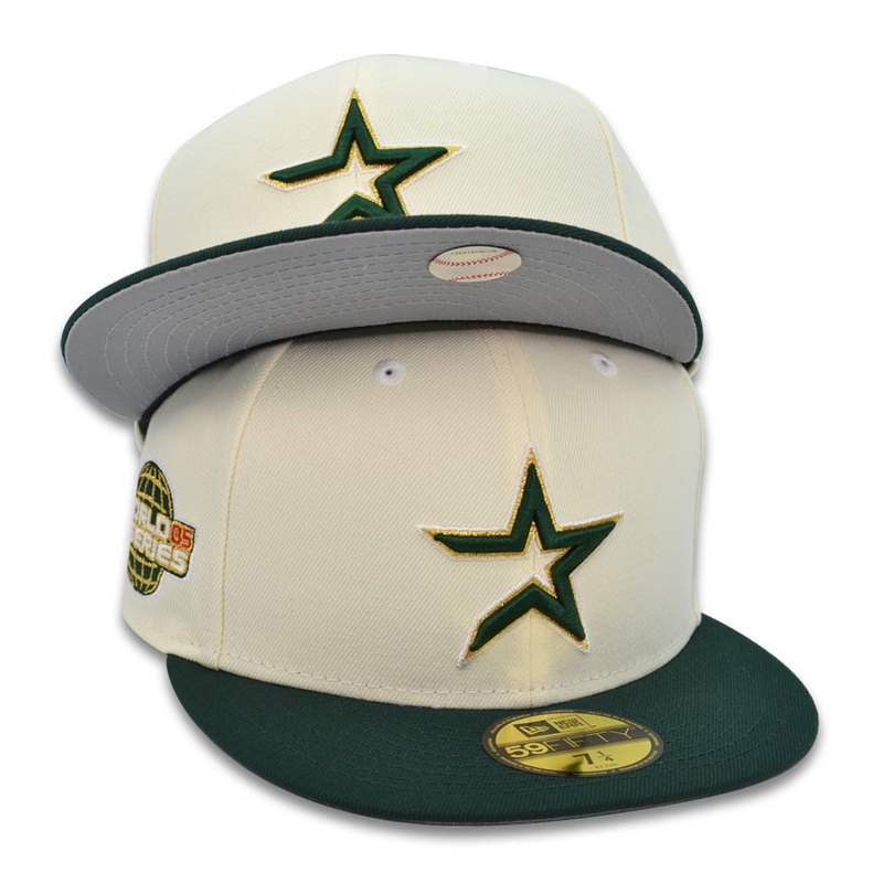 Houston Astros 2005 WORLD SERIES Exclusive New Era 59Fifty Fitted Hat – Chrome/DkGreen 6 7/8