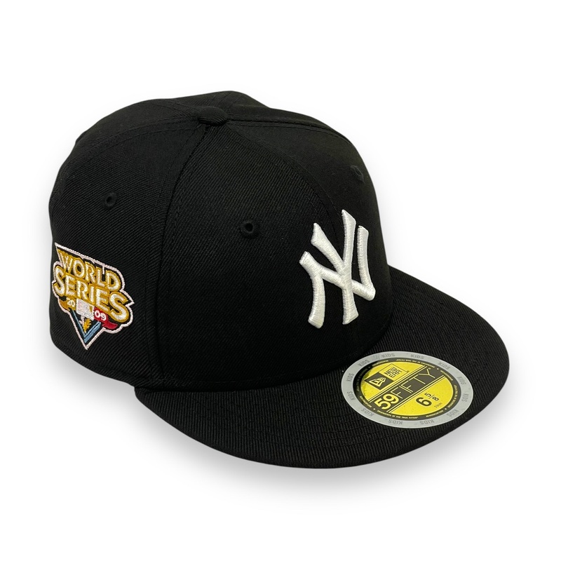 KIDS – NEW YORK YANKEES (BLACK) “2009 WORLDSERIES” NEW ERA 59FIFTY FITTED (PINK BOTTOM) 63/8