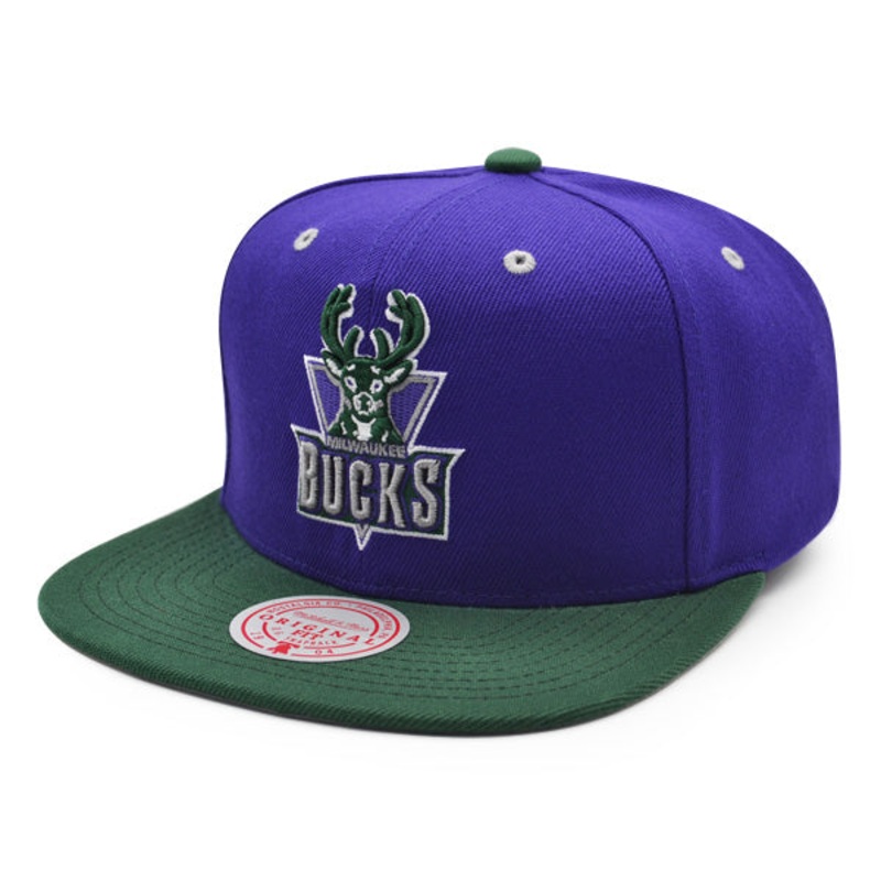 Milwaukee Bucks Mitchell & Ness RELOAD Snapback NBA Hat – Purple/Green/Gray Bottom