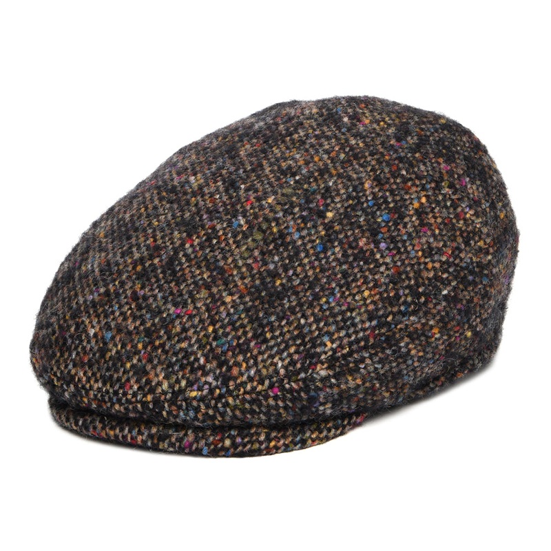 Stetson Hats Donegal Tweed Driver Flat Cap – Black-Multi 56