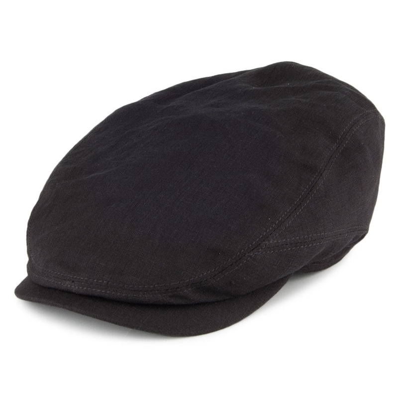 Stetson Hats Driver Linen Flat Cap – Black 55