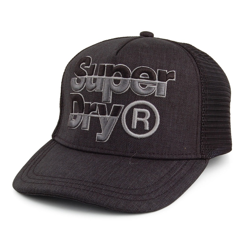 Superdry Hats Mega Logo Trucker Cap – Black Adjustable