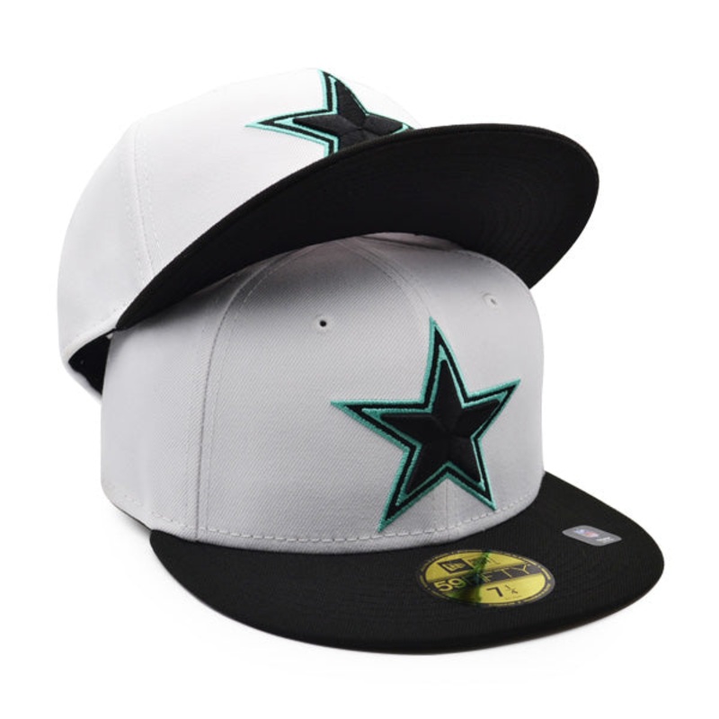 Dallas Cowboys TOP 2TONE Exclusive New Era 59Fifty Fitted Hat – White/Black/Turquoise Outline 7 7/8
