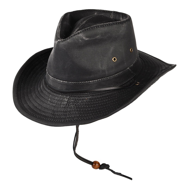 Dorfman Pacific Hats Weathered Cotton Outback Hat – Black M