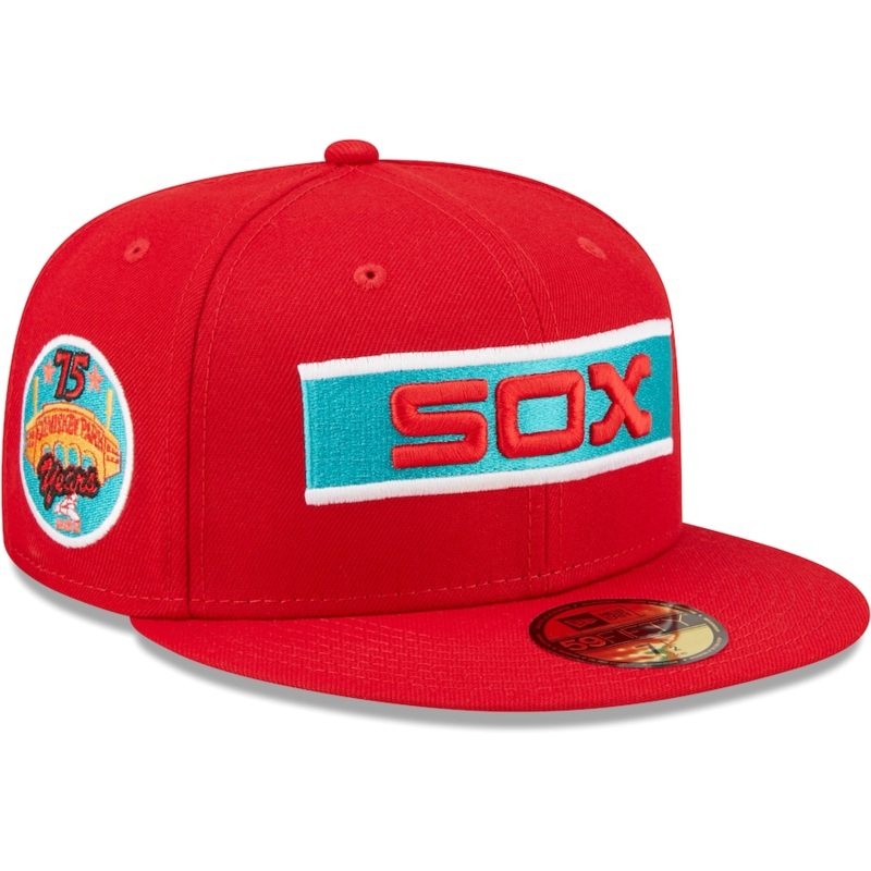New Era Chicago White Sox 75th Anniversary Scarlet/Teal Undervisor 2022 59FIFTY Fitted Hat