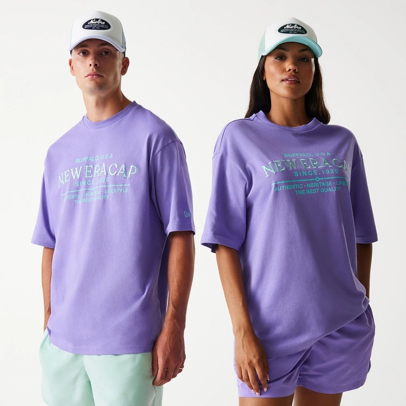New Era Graphic Purple Oversized T-Shirt XS