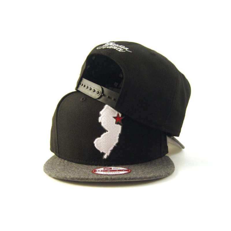 New Jersey State New Era 9Fifty Snapback Hats (BLACK/MELTON WOOL) One Size