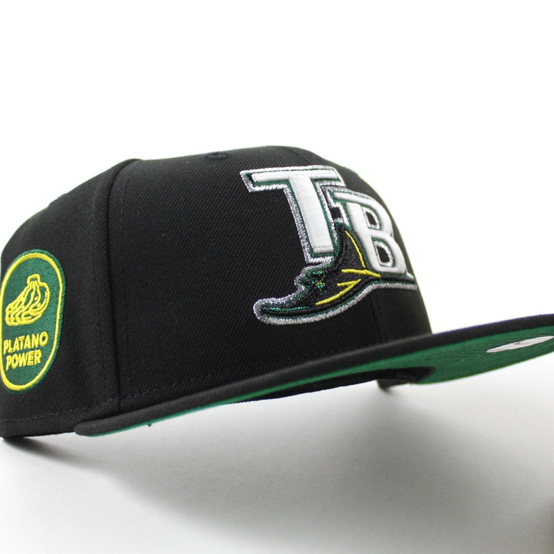 Tampa Bay Devil Rays Platanos Power New Era 59Fifty Fitted Hat (Black Green Under Brim) 7