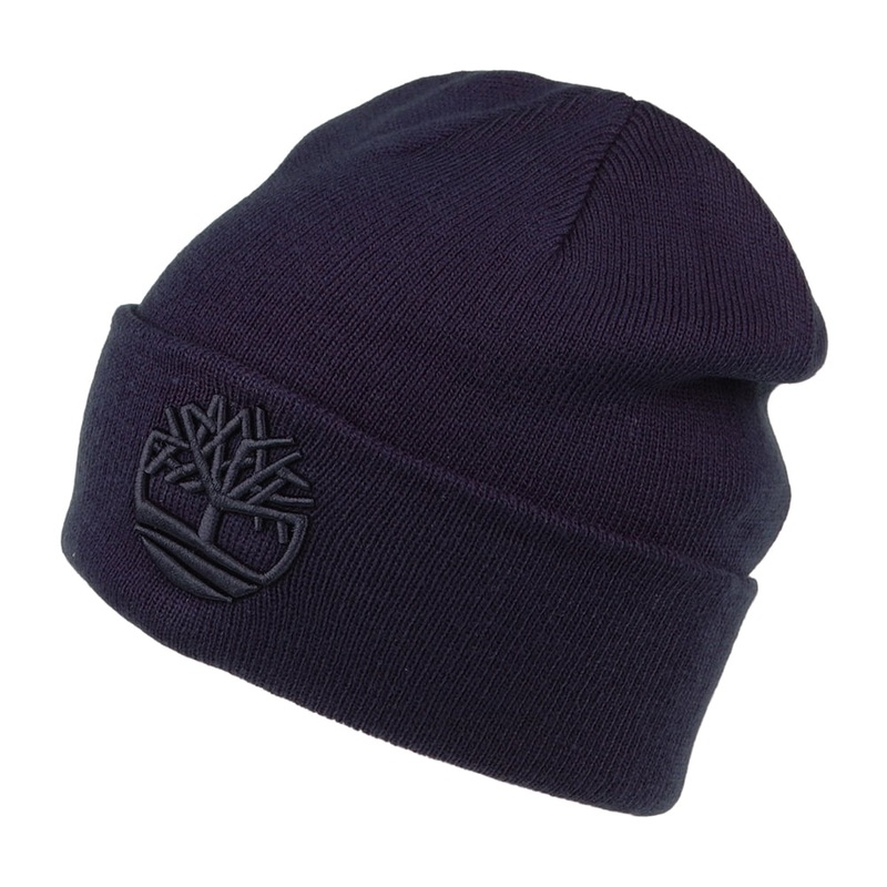 Timberland Hats Tonal 3D Embroidery Beanie Hat – Navy Blue 1-Size