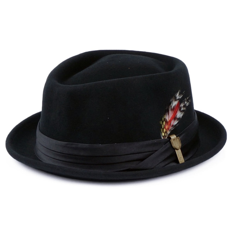 Brixton Hats Stout Wool Felt Pork Pie Hat – Black Small-56cm