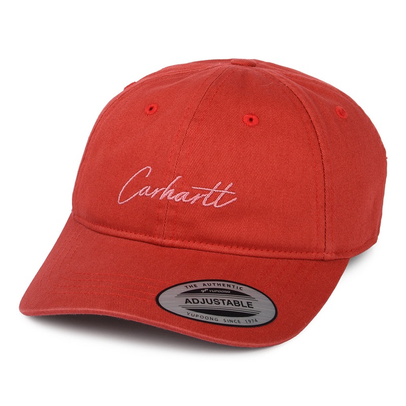 Carhartt WIP Hats Delray Cotton Twill Baseball Cap – Washed Red Adjustable