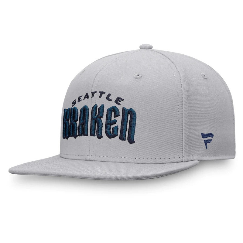 Fanatics Branded Gray Seattle Kraken Wordmark Logo Fitted Hat