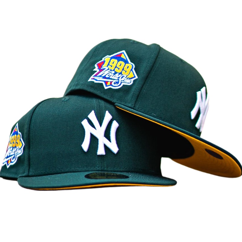 New Era New York Yankees Forest Green 1999 World Series Yellow UV 59FIFTY Fitted Hat