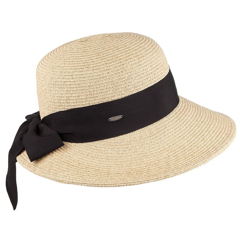 Scala Hats Straw Sun Hat With Grosgrain Bow – Natural 1-Size