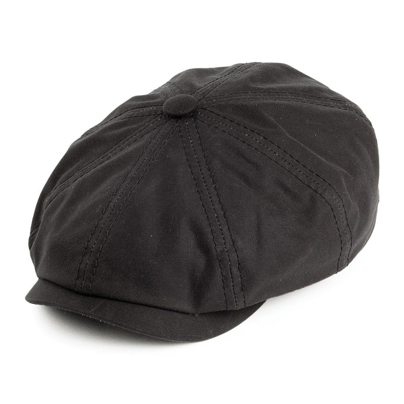 Stetson Hats Hatteras Waxed Cotton Newsboy Cap – Washed Black 55
