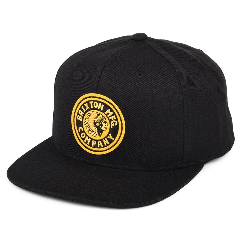 Brixton Hats Rival MP Snapback Cap – Black-Gold Adjustable