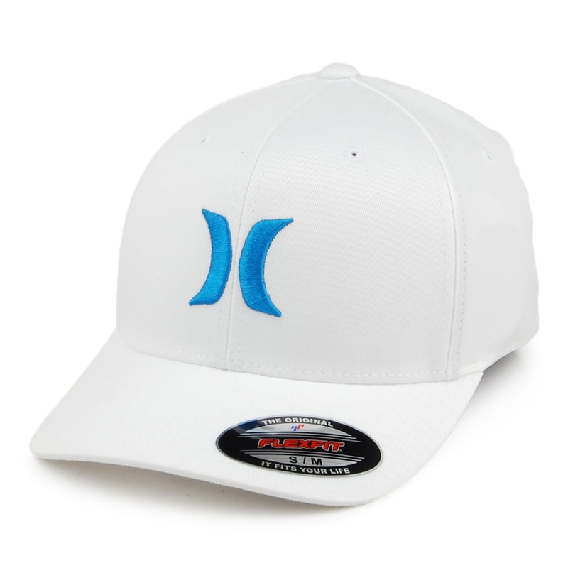 Hurley Hats One & Only Flexfit Baseball Cap – White-Blue Small/Medium