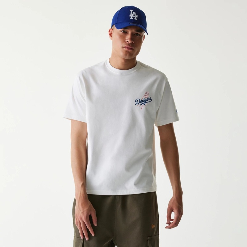 LA Dodgers MLB Cheering Food White T-Shirt XS