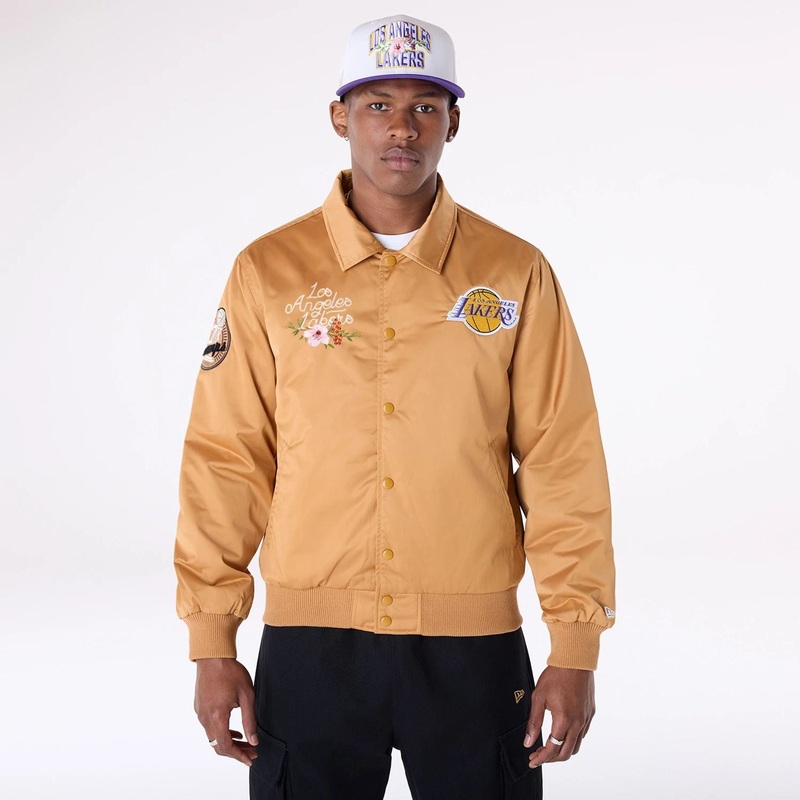 LA Lakers NBA Floral Dark Beige Jacket XS