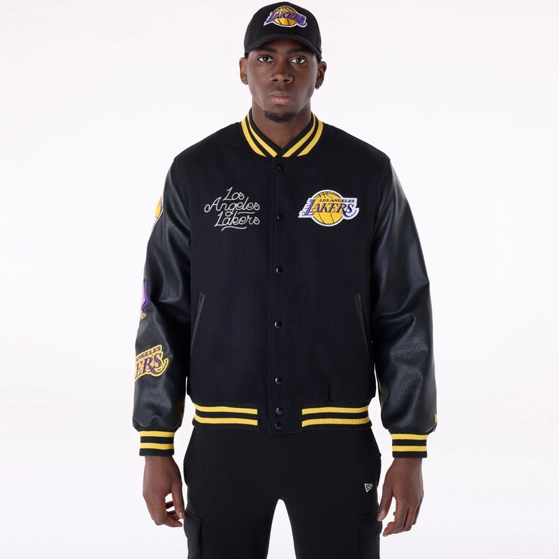 LA Lakers NBA Patch Black Varsity Jacket XS